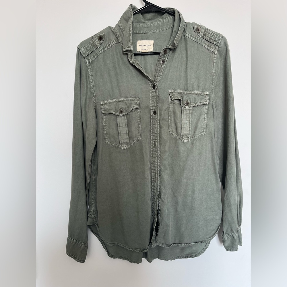 American Eagle Army Green Flannel